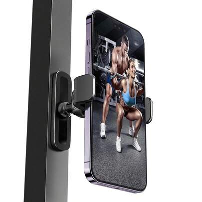 360° Adjustable Magnetic Phone Holder For Fitness Equipment, Carbon Fiber Texture, Rhombic Mesh, Dual Magnets, Clamp Design, Silicone Base, 17mm Ball Head, Slouchy Bracket, Outdoor Photography Support, Suitable For Home Gym, Car, Kitchen, Bathroom And More