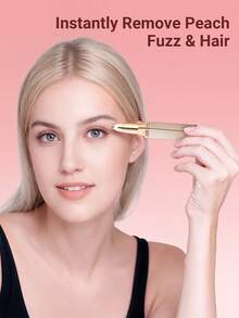 1pc Women's Eyebrow & Facial Hair Remover, 2-In-1 Eyebrow Trimmer And Painless Shaver, Rechargeable With LED Light, For Face, Eyebrows, Lips, Body, Chin And Arms Hair Grooming - Multicolor - View 5