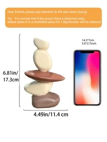 现代树脂幸运石雕塑花瓶 - 抽象平衡石艺术品，适合各种房间风格。可用作家居和办公室的桌面装饰。其时尚优雅的设计非常适合客厅、餐厅、电视柜和其他桌面摆设。是乔迁新居的绝佳礼物。不含电源适配器。 - 彩色 - 查看 7