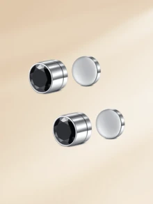 1 par de pendientes de oreja de acero inoxidable, joyas de piercing de oreja falso, aretes falsos de clip para mujeres y hombres, anillos de nariz falsos de 4/5/6/7 mm, anillos de nariz falsos negros para mujeres y hombres, joyas de anillos de nariz sin perforación, aretes de cartílago y hélix