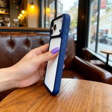 DECOPHONE Funda protectora de teléfono minimalista, azul, con marco, botón chapado, acrílico transparente y a prueba de golpes, adecuada para XR, 7, 8 y Apple 17, 17 Pro, 17 Pro Max, 16, 16 Pro, 16 Plus, 16 Pro Max, 15 Pro, 15 Pro Max. Regalo de primavera - Azul Marino - Ver 10