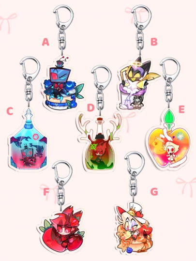 1pc Cartoon Acrylic Keychain, Anime Peripherals - Vicky, Charlie, Alastair Printed Keychain, Car Keyring. Perfect Gift For Fans, Cosplay Accessory, Car Key Holder, Backpack Small Decor Keychain Accessory, Creative Student Gift.