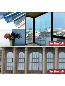 Pellicola adesiva per finestre argento unidirezionale, privacy di giorno, controllo del calore, anti-UV, effetto specchio, adesiva statica per vetri - Multicolore - Visualizzare 41