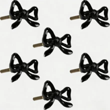 1pc French Drawer Pull Handle, Painted Black Bow Knot Pull Handle, Vintage Bow Knot Dresser Cabinet Drawer Pull - Black - View 3