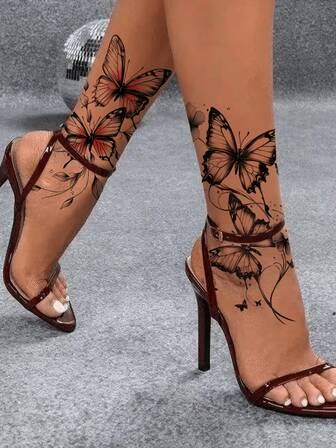 4pcs Fashionable & Cool Colorful Sexy Butterfly Temporary Tattoos, Unique Colorful Body Art Tattoo Stickers, Waterproof & Sweat-Proof, Suitable For Waist, Leg, Arm, Unisex