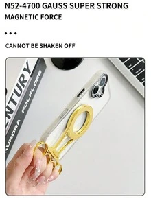 1pc Punk Style Finger Grip Metal Magnetic Phone Stand, Desktop Phone Holder, Phone Shooting Accessory, Can Be Used With Phone Lanyard, Makes You Look Younger And More Energetic!