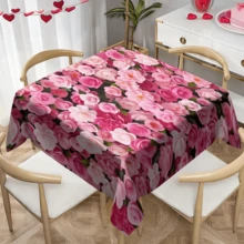 1/20件装情人节桌布，粉色玫瑰图案，涤纶材质，适用于情人节、春季家居厨房、户外花园派对、餐厅装饰及其他场合。 - 彩色 - 查看 12