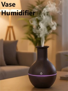 1个仿木纹简约牛油果造型加湿器，200毫升/USB供电，适用于卧室和浴室，低噪音空气净化器，室内喷雾器 - 彩色 - 查看 4