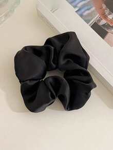 3pcs Classic Black, White & Pink High-Quality Hair Scrunchies, Satin Material, 3.3inch Diameter, Suitable For Buns, All Hair Types, Daily Wear, Gifts - Multicolor - View 4