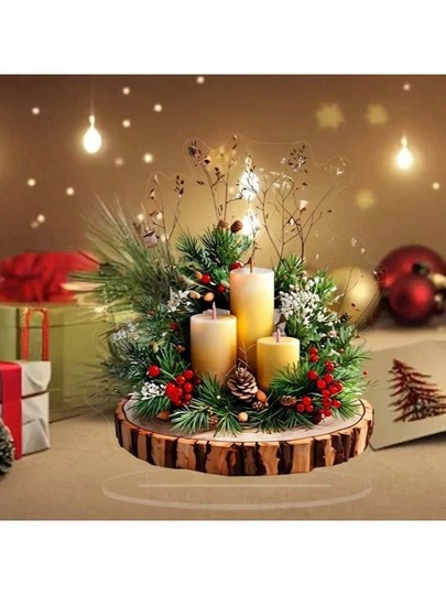 1 pieza Decoración navideña de sobremesa de acrílico glamoroso - Pieza central festiva multiusos para el hogar, la oficina o la cafetería, ideal para la sala de estar, la mesa de café, el arte del dormitorio - Regalo perfecto para amigos y familiares