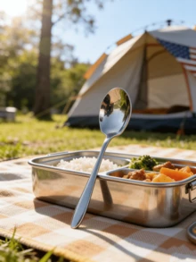 1pc Dining Spoon, Dining Utensils, Easy To Clean, Large Spoon Body Capacity, Easy To Operate When Eating Separately. Public Tableware Used For Dinner Parties, Banquets And Other Scenes, To Avoid Direct Contact Between Personal Tableware And Dishes - Multicolor - View 5