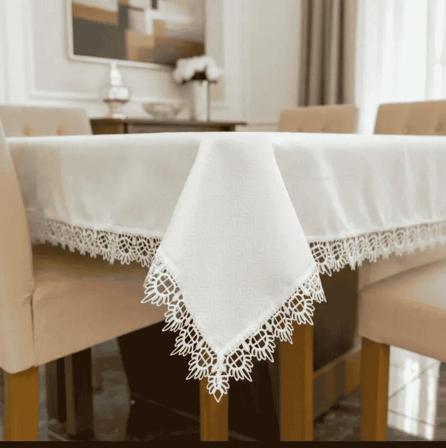 Toalha de mesa Requinte 2,20m x 1,50m para cozinha 6 cadeiras - Branco - Visão 1