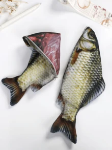 独特创意逼真鲤鱼铅笔盒，趣味生动鱼形文具袋，返校必备，书包 - 彩色 - 查看 1