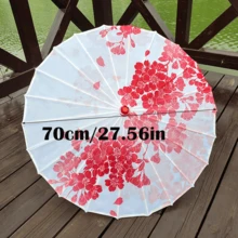 1把手工中国油画伞 - 花卉艺术伞，色彩鲜艳，塑料伞架，竹制伞柄，适合室内/室外使用