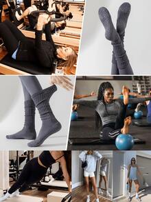 3 Pairs Women's Loose Pilates Socks, Non-Slip Yoga Socks, Long Ankle Socks, Suitable For Sports And Ballet Shaping - Regular Model - View 8