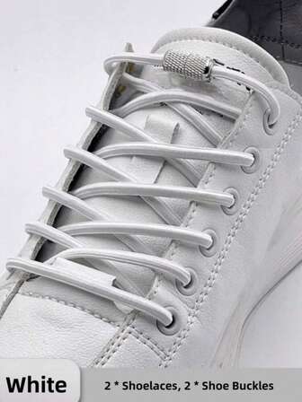 QKC 新款弹性鞋带，适用于运动鞋、网球鞋，圆形鞋带，免系带宽松鞋带，橡胶环鞋带配件，适合儿童和成人