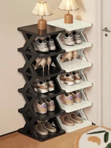 9-Tier Foldable Shoe Rack, Space-Saving Vertical Design For Entryways, Living Rooms, Bedrooms, Closets, Balconies, And College Dorms. Essential Organization Rack. Three-Tier Or Nine-Tier Heavy-Duty Shoe Rack, Foldable And Stackable. - 彩色 - 查看 8
