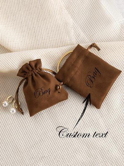 1pc Customized Text, Suede Jewelry Drawstring Pouch, Gift Bag, Accessory Storage Bag, Necklace Pendant Packaging Bag, Suitable For Jewelry, Engagement, Wedding, Souvenirs, Gifts, Various Festivals And Parties, Customized With Logos, Names, Surnames, Etc.