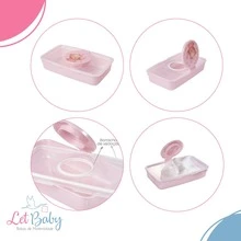 PLASUTIL Porta Lenço Umedecido Infantil Decorado Bebê Plasútil - Ursa Rosa - Visão 3