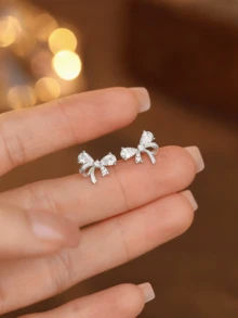 2件套奢华优雅蝴蝶结耳环，女士珠宝礼品，适合派对和日常佩戴 - 第四款 - 查看 17