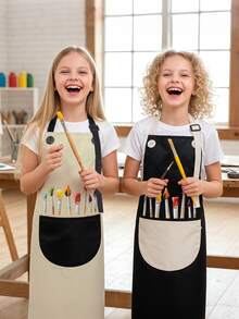 Adjustable Children's Art Apron Set - Waterproof Smock With Pockets, Suitable For Kids' Crafts, Painting, Baking And Cooking - Multicolor - View 6