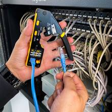 Vmingo Alicate Pinza Ponchadora Crimpadora Engarzado Pass Through Cables Red Rj11 Rj12  Herramienta Crimpadora Profesional Cable Red cat5 cat6 3 en 1 Engarzadora Precisión Instalaciones Red Domésticas  Armado Cables Ethernet utp ftp Redes Telefonía Cableado Estructurado 6P8P - Negro con Amarillo - Ver 5