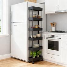 5 niveles blanco y negro rodante camión de almacenamiento cocina baño lavandería oficina sala de estar vestidor espacio estrecho estantería de almacenamiento móvil - Negro - Ver 4