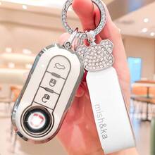 Móc khóa hình gấu đính đá lấp lánh bằng da PU, vỏ bảo vệ chìa khóa xe Fiat, túi đựng chìa khóa TPU mềm, móc chìa khóa cho Fiat 500, Boyue Bravo Iveco Olsen, quà tặng cho nữ | Vỏ chìa khóa thanh lịch | Vỏ chìa khóa chất lượng cao, bảo vệ chìa khóa xe hơi - Nhiều màu - Xem 10