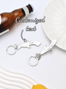 1 pieza Llavero creativo de camión, llavero de metal de dibujos animados, llavero de camión, llavero colgante de camión grande, grabado, el mejor regalo para la familia, el hijo, los amigos y un regalo de cumpleaños para el hijo - Abridor de botellas con forma de tiburón láser - Ver 6