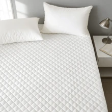 1pc Soft & Comfortable Waterproof Thickened Mattress Protector, Cooling Bedspreads, Layered Fitted Sheet With Solid Color Bedding Design, Ideal For Bedroom, Guest Room And Hotel Mattress Protection - trắng - Xem 6