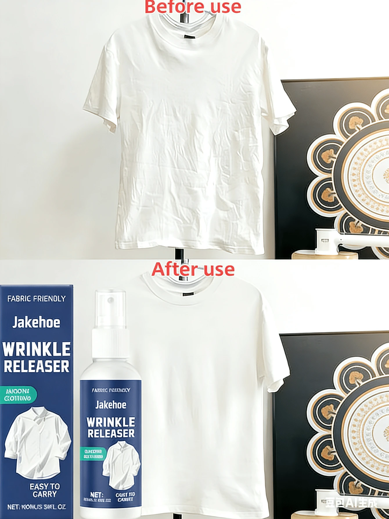 100ml Jakehoe Wrinkle Release Spray, Miracle Wrinkle Remover Spray For Clothes, Tops, Pants, Garments, Universal Wrinkle Release Spray