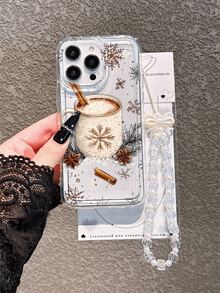 1pc Transparent Air Cushion Bubble Tea Snow Flake Phone Case, Compatible With IPhone 17 Pro Max/17 Pro/17/17 Pro Max/16/16 Pro/16 Plus/15 Pro Max/15 Pro/15 Plus/15/14 Pro Max/14 Pro/14/13 Pro/13/12 Pro/12/11/XS/XS Max/8 Plus/7, Anti-Drop Lanyard Soft Cover, Compatible With Galaxy S25/A14/A23 5G/A15/A32/A33/A24/A51/A53/S20 FE/S21/S22/S23/S24/S25/S24 Ultra/A71/A55/A36/S21 Ultra/S23 Ultra