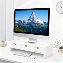 1pc 2-Tier 3-Drawer Ergonomic Desktop Computer Riser, Monitor Stand, Laptop Stand - A - View 6