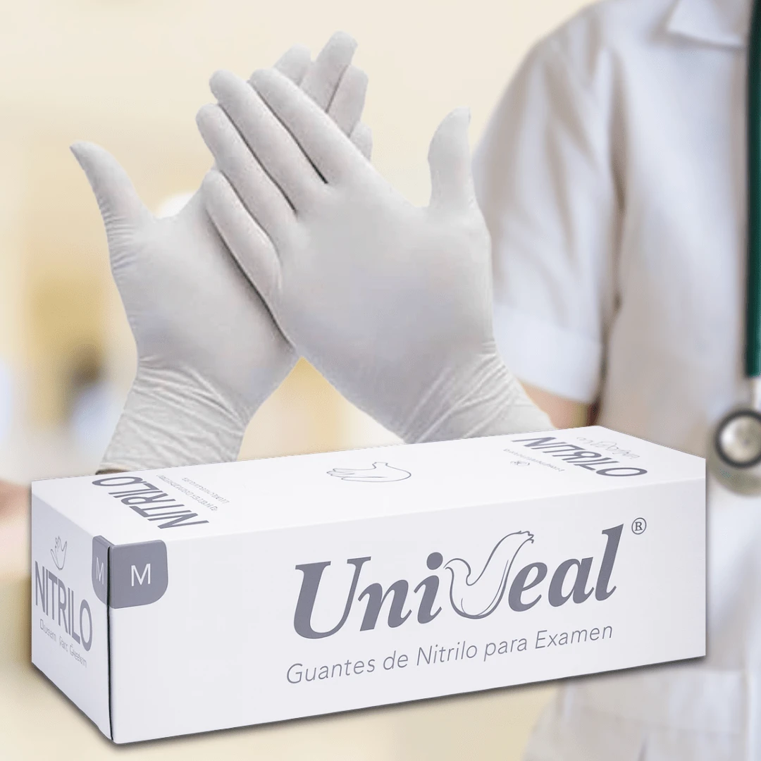 Guantes de Nitrilo en Variedad de Colores Mate, Caja con 100 Guantes - M Blanco - Ver 1