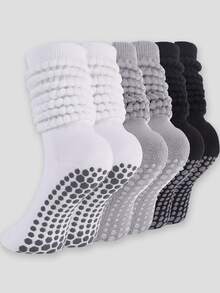 3 Pairs Women's Loose Pilates Socks, Non-Slip Yoga Socks, Long Ankle Socks, Suitable For Sports And Ballet Shaping - Regular Model - View 1