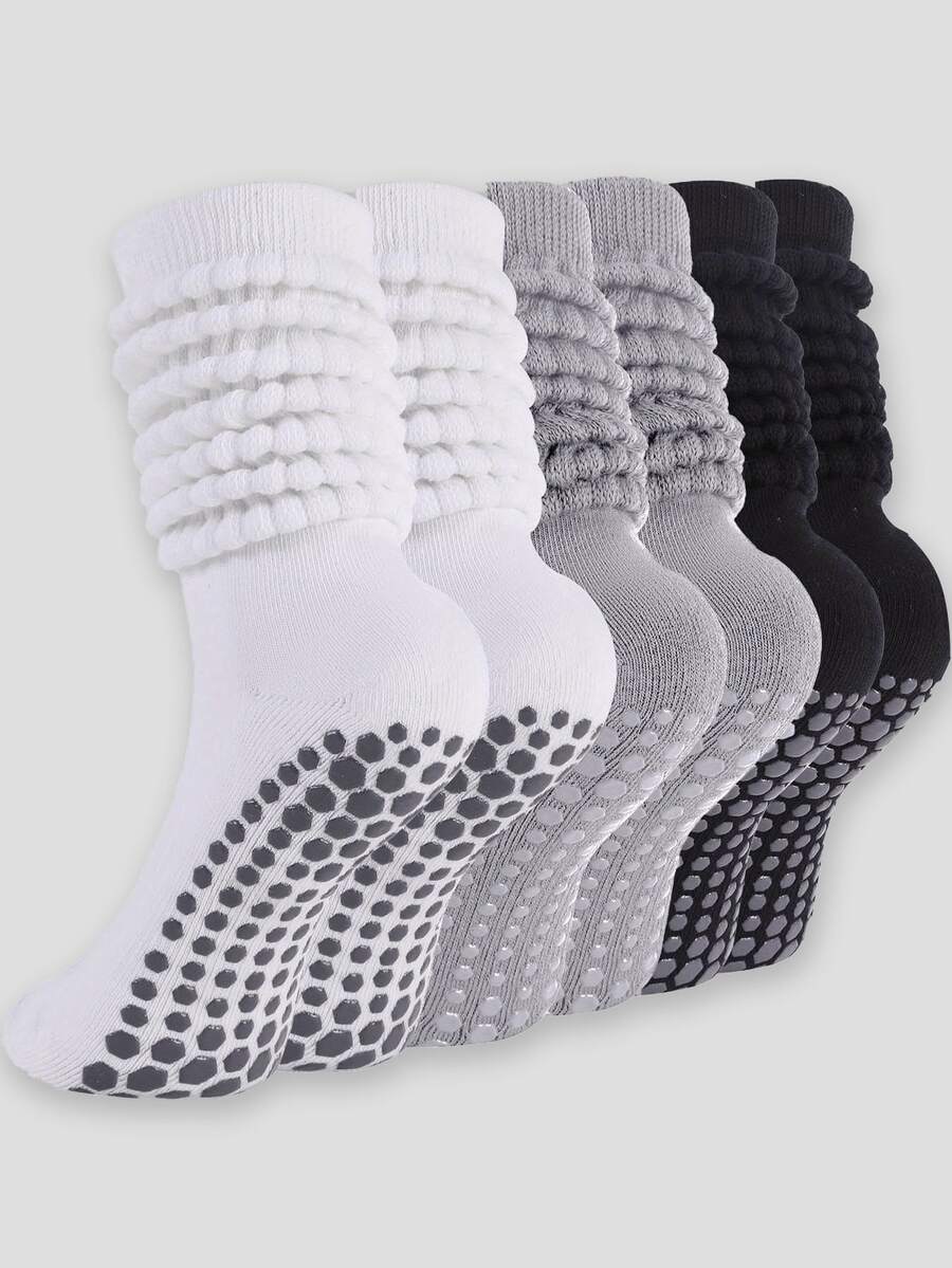 3 Pairs Women's Loose Pilates Socks, Non-Slip Yoga Socks, Long Ankle Socks, Suitable For Sports And Ballet Shaping - Regular Model - View 1