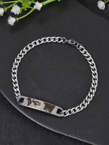 Pulsera personalizada con foto para niño, cadena cubana de acero inoxidable, longitud ajustable, diseño de ojo personalizable, regalo perfecto para novio, esposo o aniversario - Multicolor - Ver 12