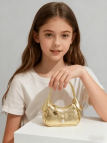 Bolsa infantil com laço, nova bolsa para outono/inverno, bolsa pequena e moderna para meninas, bolsa de princesa, porta-moedas infantil, mini bolsa, bolsa super fofa, presente de Natal, presente de aniversário, bolsa para doces, bolsa para batom, bolsa pequena personalizada, bolsa para lanches e compras, bolsa para acessórios, bolsa, bolsa de passarela - Tamanho Único - Ver 3