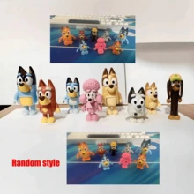 8件套布鲁伊朋友宾果家族可爱可动关节人偶玩具卡通PVC模型娃娃，装饰品，汽车内饰配件和汽车摆件，适合节日、粉丝和礼物，是派对和节日礼物的完美之选（款式随机） - 彩色 - 查看 8