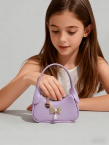 Bolsa infantil com laço, nova bolsa para outono/inverno, bolsa pequena e moderna para meninas, bolsa de princesa, porta-moedas infantil, mini bolsa, bolsa super fofa, presente de Natal, presente de aniversário, bolsa para doces, bolsa para batom, bolsa pequena personalizada, bolsa para lanches e compras, bolsa para acessórios, bolsa, bolsa de passarela - Tamanho Único - Ver 6