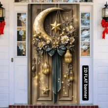The 2D Door Flag Party Banner Is Made Of Exquisite Polyester And Features A Ramadan Golden Lantern Design, Making It Suitable For Both Indoor And Outdoor Decoration At The Entrance Of The Courtyard.