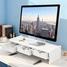 1pc 2-Tier 3-Drawer Ergonomic Desktop Computer Riser, Monitor Stand, Laptop Stand - A - View 1