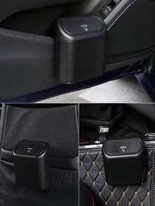 This Mini Car Trash Can With A Lid Is Made Of ABS Material, Has A Leak-Proof Design, Comes With A Trash Bag, And Is Suitable For Most Vehicles.Garbage Bin, Car