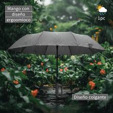 Paraguas automático de mango con diseño de gancho, resistente a prueba de viento y lluvia de 10 varillas (3+3) con protección UV, fácil de llevar, adecuado para uso diario en el hogar o como regalo, regalos de Navidad. - pesimista - Ver 1