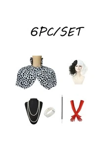 6件套忠犬与时尚女反派角色扮演套装 - 完整的1920年代派对服装