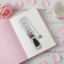 Marcapáginas de acero inoxidable con lazo rosa, diseño creativo, dulce y encantador, un regalo pensado para las niñas que aman la lectura, un excelente regalo para el cumpleaños de la mejor amiga - Multicolor - Ver 5