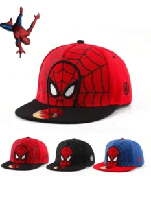卡通蜘蛛侠棒球帽，男女童款，春夏款，红/蓝/黑配色，可调节后扣，礼物/圣诞小礼物 - 彩色 - 查看 1