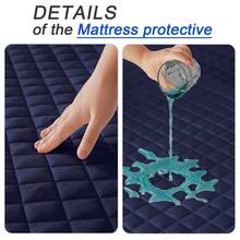 1pc Soft & Comfortable Waterproof Thickened Mattress Protector, Cooling Bedspreads, Layered Fitted Sheet With Solid Color Bedding Design, Ideal For Bedroom, Guest Room And Hotel Mattress Protection - Màu xanh đậm - Xem 6