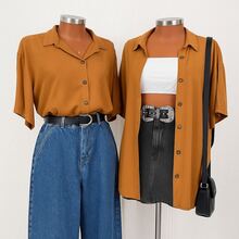 Women Blouses - 駝色 - 查看 1