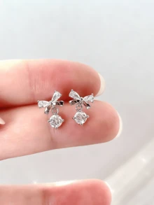 2件套奢华优雅蝴蝶结耳环，女士珠宝礼品，适合派对和日常佩戴 - 風格 V - 查看 7